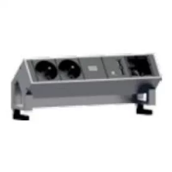 Power extension Bachmann DESK 2 0,2 m 2 AC-Steckdosen Schwarz Edelstahl