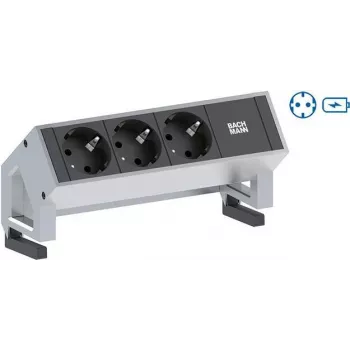 BACHMANN DESK2 1x Schutzkontaktsteckdose 1xUSB-Ladegerät Edelstahl (902.5712)