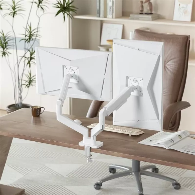 Monitorhalterung GEMBIRD MA-DA2-06-W für 17–32 Zoll Bildschirme, Tischklemmen-/Schienenmontage, weiß