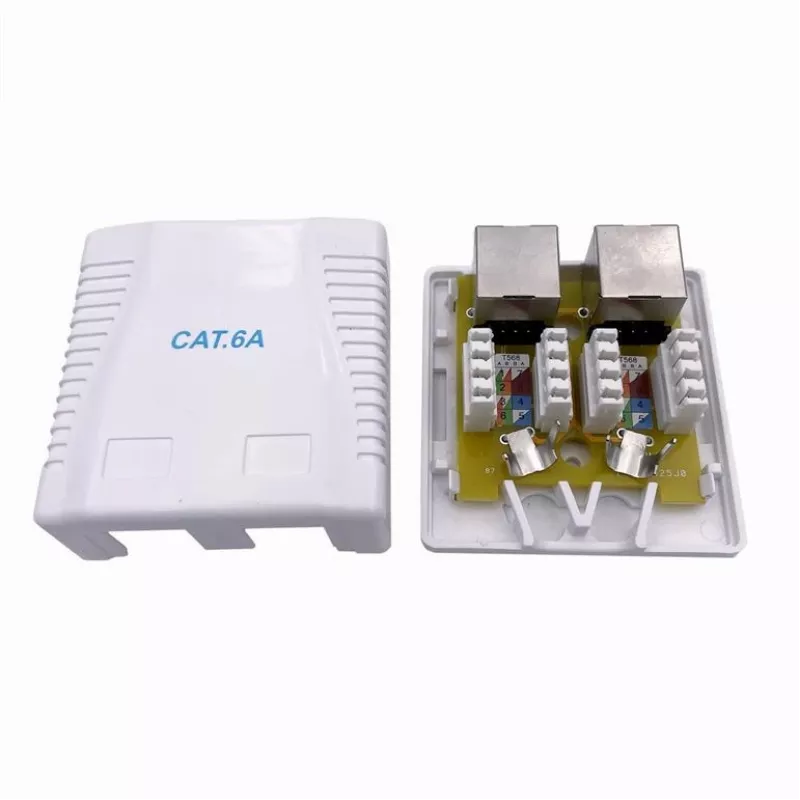 Wandmontierte abgeschirmte Netzwerkdose GEMBIRD Gniazdo natynkowe 2×RJ45 Cat6A FTP