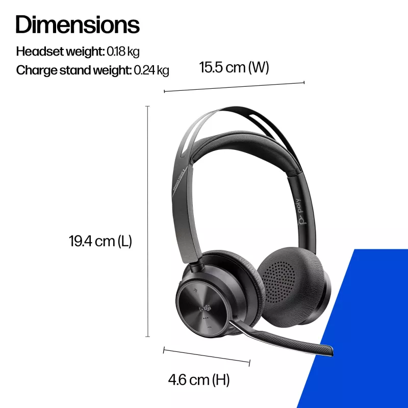 HP Poly Voyager Focus 2-M USB-C-C Headset USB-C/A Adapter Poly+ 3 Jahre