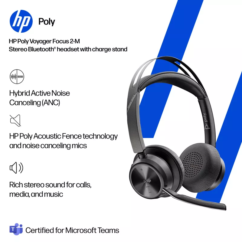 HP Poly Voyager Focus 2-M USB-C-C Headset USB-C/A-Adapter Ladestation Poly+ 3 Jahre