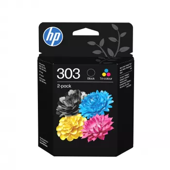 HP 303 2er-Pack Schwarz/Dreifarbig Original Druckerpatronen, Standardreichweite, Schwarz, Cyan, Magenta, Gelb, Pigmenttinte, Farbstofftinte, 4 ml, 4 ml