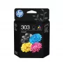 HP 303 2er-Pack Schwarz/Dreifarbig Original Tintenpatronen, Standard-Reichweite, Schwarz, Cyan, Magenta, Gelb, Pigmenttinte, Farbstofftinte, 4 ml, 4 ml