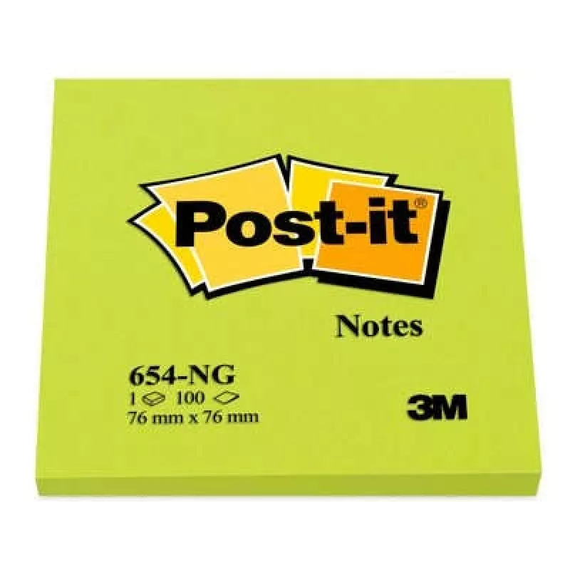 3M 654-NG Notizzettel Quadratisch Grün 100 Blätter Selbstklebend