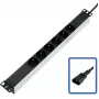 19 Zoll Steckdosenleiste 6-fach CEE7, Anschlusskabel 2,35 m, Schwarz – zum Anschluss von Geräten mit Standard-Schutzkontaktstecker an USV (808892)