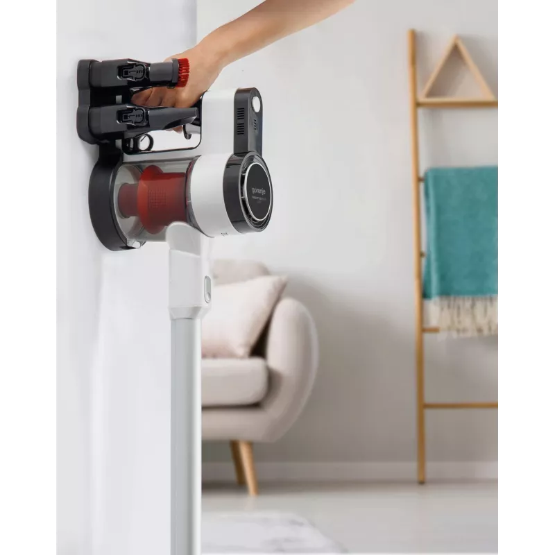 Gorenje SVC216FMLW Stabstaubsauger Akku Trocken HEPA Beutellos 0,5 l 135 W Schwarz, Weiß
