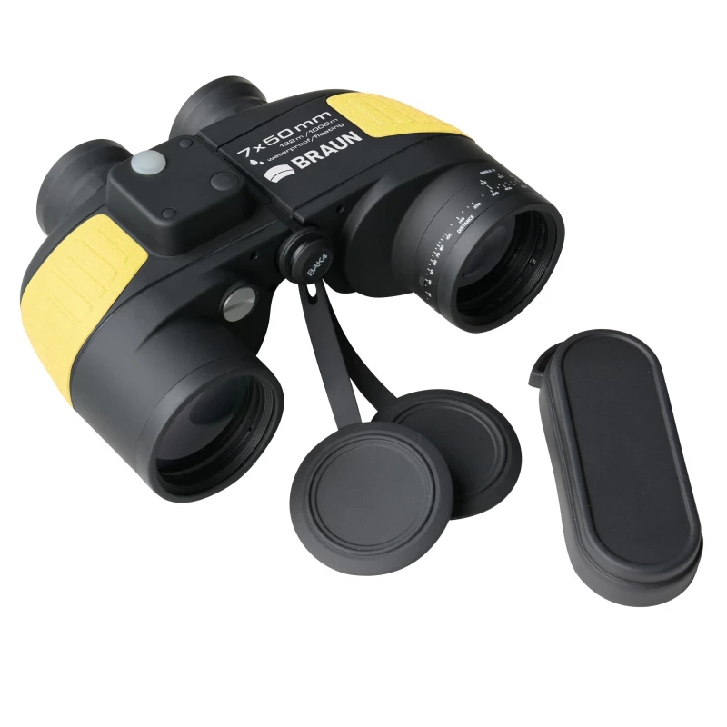 Braun Marine Binoculars Fernglas BaK-4 Porro Schwarz, Gelb