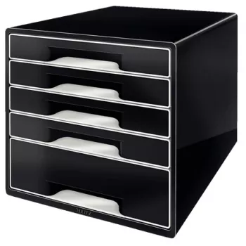 Leitz Desk Cube 5-drawer, 5 Schubladen, Kunststoff, Schwarz, 1 Stk., 270 mm, 287 mm