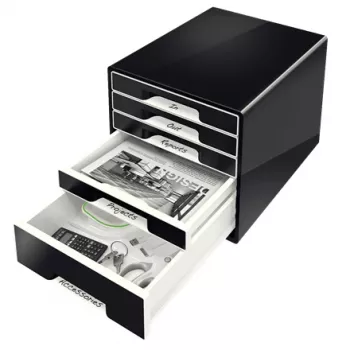 Leitz Desk Cube 5-drawer, 5 Schubladen, Kunststoff, Schwarz, 1 Stk., 270 mm, 287 mm