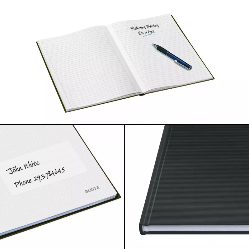 Leitz Notebook Solid Hardcover A5 Liniert 90 g 80 Blatt, Monochromatisch, Schwarz, A5, 80 Blatt, Glänzend, 80 g/m²