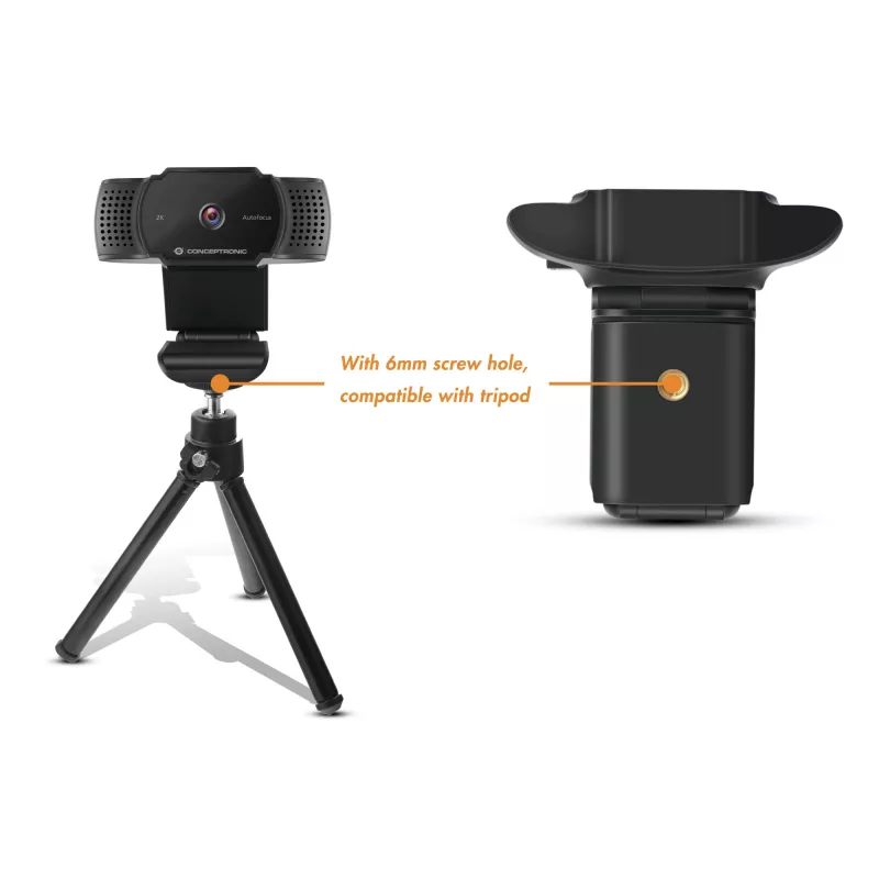 Conceptronic AMDIS 2K Super HD Autofokus-Webcam mit Mikrofon