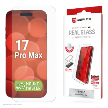 Tempered Glass Screen Protector e.v.i. Displex (10H) für Apple iPhone 17 Pro Max — kratz-, stoß- und schmutzabweisend, 1 Stück