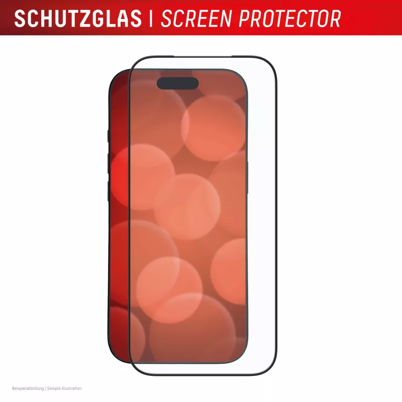 Displayschutz e.v.i. Displex iPhone 17 Pro Premium mit Montagehilfe – kratzfest, transparent/schwarz