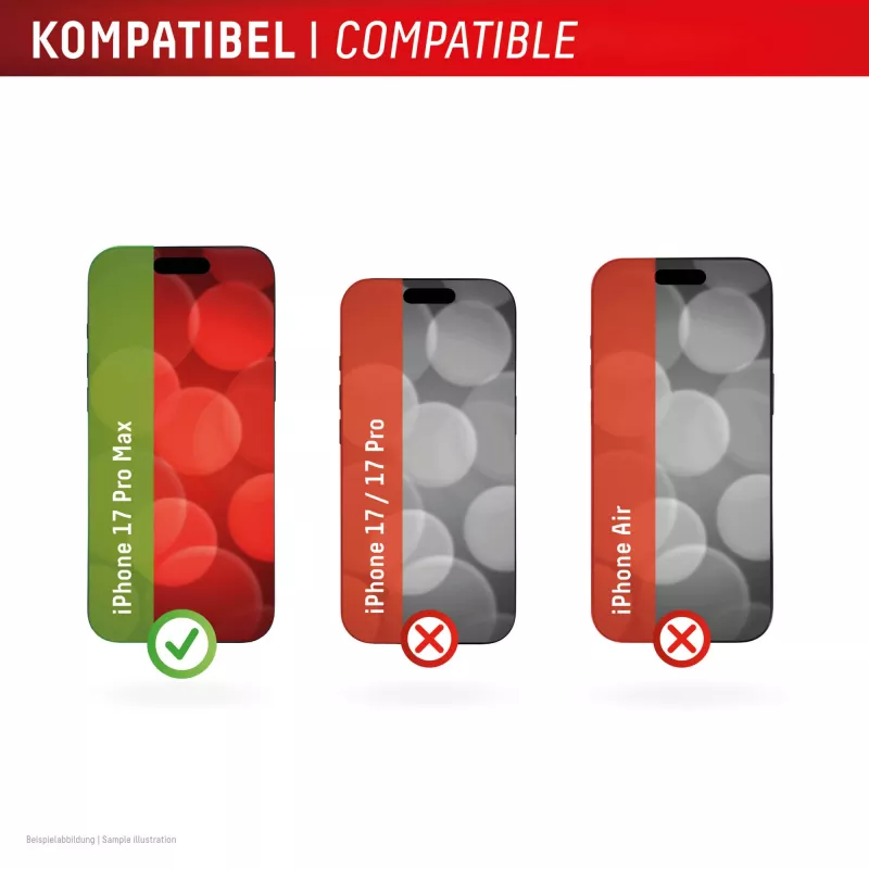 Displayschutzfolie e.v.i. Displex Premium für iPhone 17 Pro Max mit Mount Master (kratz- und schmutzabweisend, transparent/schwarz)
