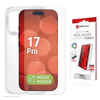 Displayschutz + Hülle e.v.i. für Apple iPhone 17 Pro – Gehärtetes Glas, Transparent, Kratz- und stoßfest
