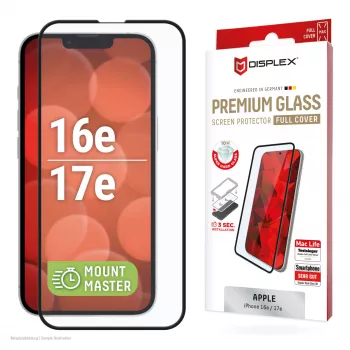 Displex Premium Schutzglas aus gehärtetem Glas (Full Abdeckung, 10H) für Apple iPhone 16e/17e