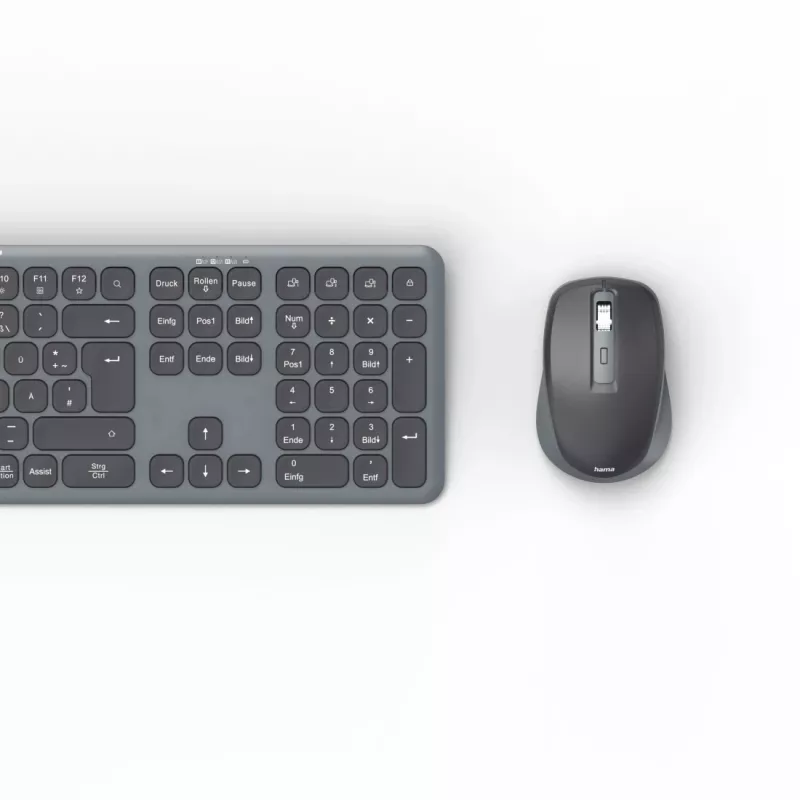 Hama WKM-550 Tastatur Maus enthalten Home/Office RF Wireless + Bluetooth QWERTZ Deutsch Schwarz