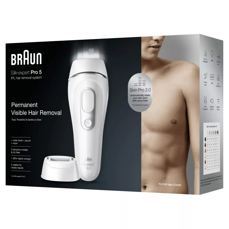 Braun Silk-expert Pro Silk·expert Pro 5 PL5145 Intense pulsed light (IPL) Silber, Weiß