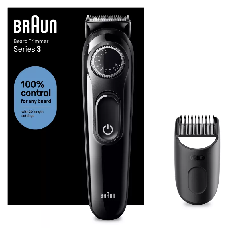 Braun BeardTrimmer 3 Beard Trm 3 BT3400, waschbar, Batterie, Schwarz