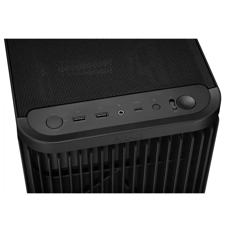 PC-Gehäuse ASUS ProArt PA401 Mesh Panel Schwarz, ATX, 2x160mm vorne, 1x120mm hinten, 2x3,5 Zoll + 2x2,5 Zoll, USB 3.2 Gen1