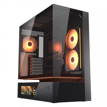 Cougar CFV235 Vision Midi Tower PC-Gehäuse, ARGB, 9,16-Zoll-LCD (1920×462), gehärtetes Glas, schwarz