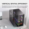 Cougar CFV235 Vision Midi Tower PC-Gehäuse, ARGB, 9,16-Zoll-LCD (1920×462), gehärtetes Glas, schwarz