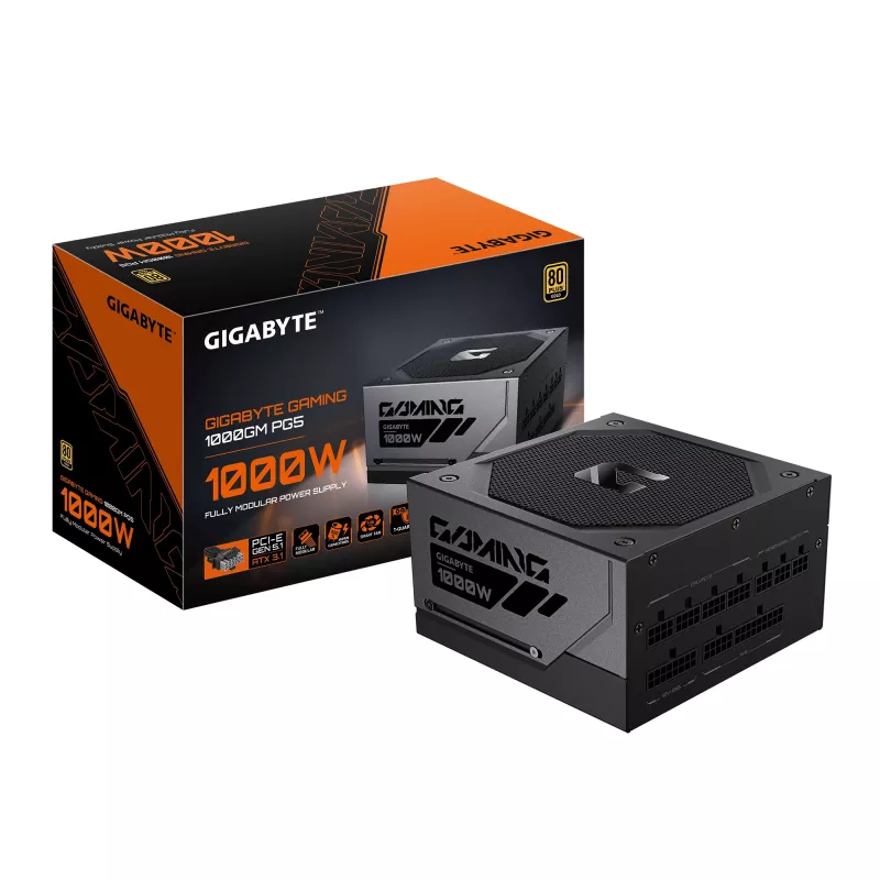 GIGABYTE GAMING 1000GM PG5 Netzteil - PCIe 5.1, 80 PLUS Gold, vollmodularer Aufbau, 135 mm Lüfter, ATX 3.1 kompatibel, EU-Stecker