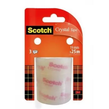 Klebeband 3M Scotch Crystal Clear 600, 19 mm x 25 m, Transparent (3 Rollen)