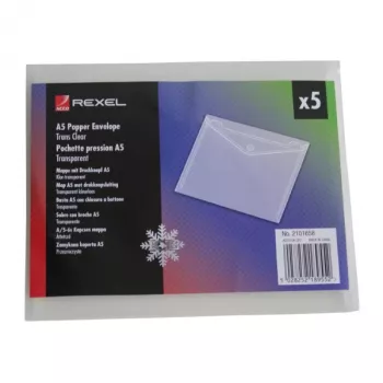 Rexel Ice Popper Wallet Landscape A5 Clear (5), A5, Transparent, 1 mm, 120 mm, 180 mm, 5 Stk.
