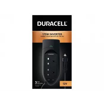 Duracell 175W Doppel-UK-Steckdosen-Wechselrichter, Universal, Auto, 12 V, 175 W, 12 V, DC-zu-AC