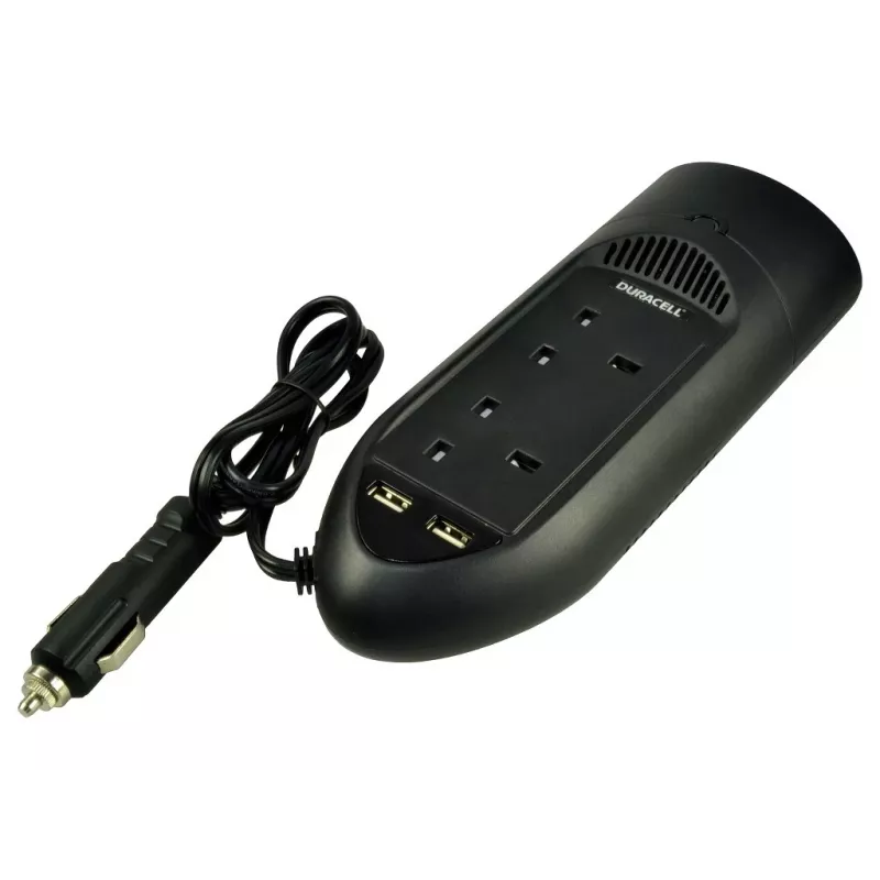 Duracell 175W Doppel-UK-Steckdosen-Wechselrichter, Universal, Auto, 12 V, 175 W, 12 V, DC-zu-AC