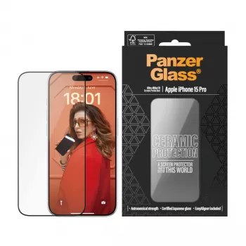 PanzerGlass ® Ceramic Screen Protector iPhone 15 Pro | Ultra-Wide Fit mit EasyAligner