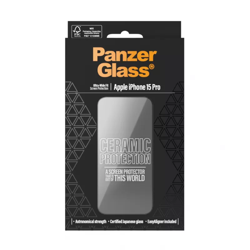 PanzerGlass ® Ceramic Screen Protector iPhone 15 Pro | Ultra-Wide Fit mit EasyAligner