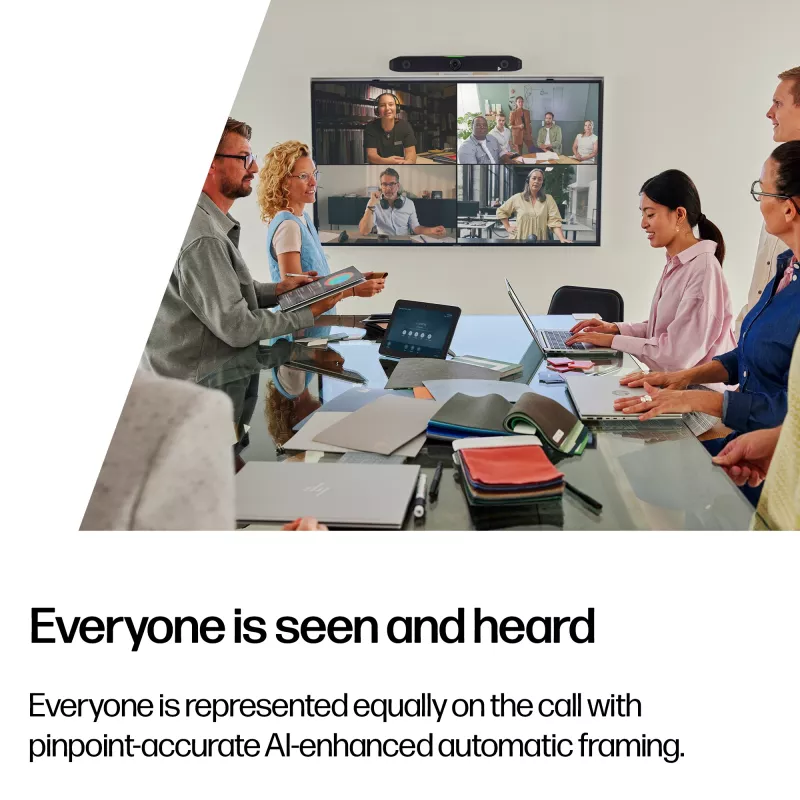 HP Poly Studio X52 All-In-One Video Bar, Gruppen-Videokonferenzsystem, 4K Ultra HD, 30 fps, 95°, 5x, Android