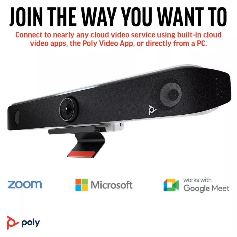 HP Poly Studio X52 All-In-One Video Bar, Gruppen-Videokonferenzsystem, 4K Ultra HD, 30 fps, 95°, 5x, Android