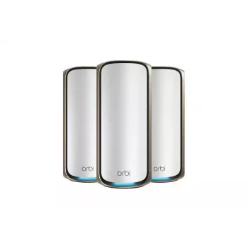 NETGEAR Orbi 970 Series Quad-Band WiFi 7, 3er-Pack Quad-Band (2,4 GHz / 5 GHz-1 / 5 GHz-2 / 6 GHz) Wi-Fi 6 (802.11ax) Grau Intern