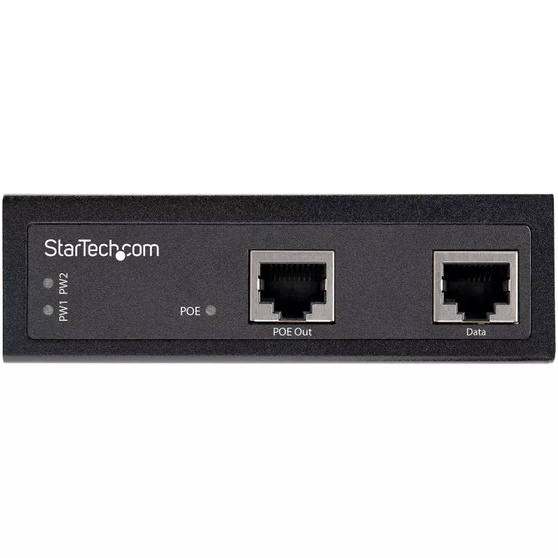 StarTech.com Industrial Gigabit PoE Injector - High Speed/High Power 90W - 802.3bt PoE++ 52V-56VDC DIN Rail UPoE/Ultra Power Over Ethernet Injector Adapter -40C to +75C Rugged