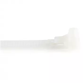 StarTech.com 25 cm wiederverwendbare Kabelbinder – 7 mm breit, 65 mm Bündeldurchmesser, 22 kg Zugfestigkeit, lösbare Nylonbinder, innen/außen, 94V-2/UL gelistet, 100er-Pack – Weiß