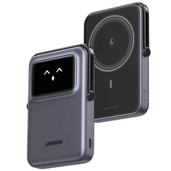 Powerbank UGREEN UNO 10000 mAh, kabelloses Laden, schwarz