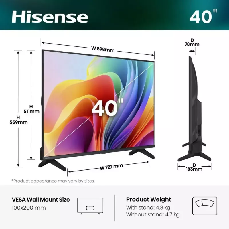 LED TV Hisense 40A49S 40 Zoll (100 cm) HD Feature TV, schwarz
