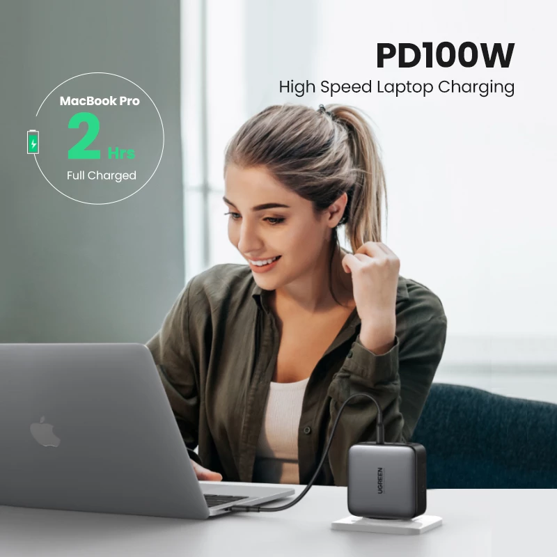 Ladegerät Ugreen Nexode 100W GaN USB-C USB-A Schnellladung 3 Ports