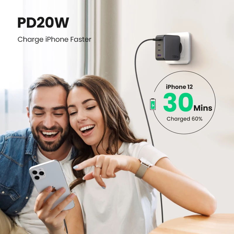 Ladegerät Ugreen Nexode 100W GaN USB-C USB-A Schnellladung 3 Ports