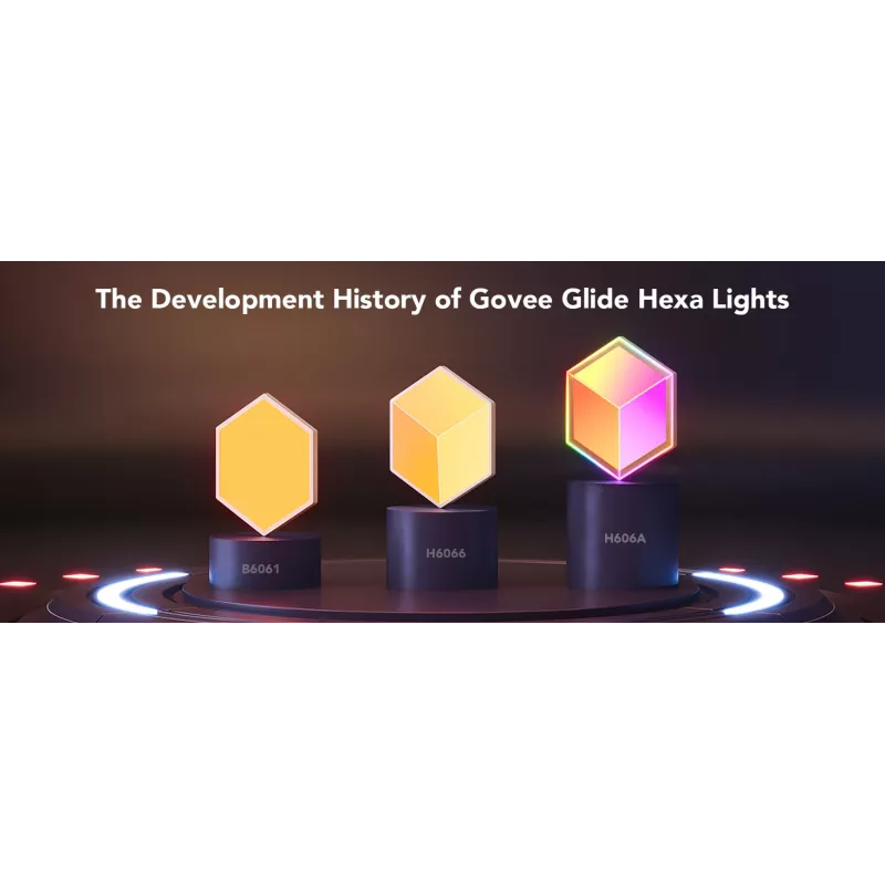 Smartes Wandleuchten-Set Govee Glide Hexagon Light Panels Ultra Erweiterungspack – Wi-Fi/Bluetooth, 36 V Eingang, grau