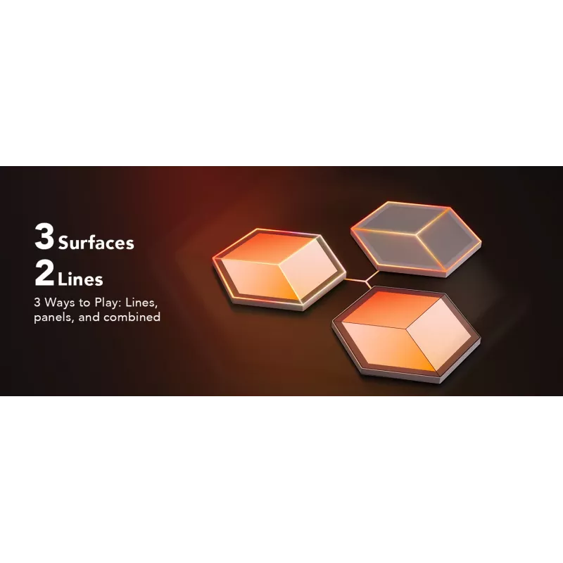 Smartes Wandleuchten-Set Govee Glide Hexagon Light Panels Ultra Erweiterungspack – Wi-Fi/Bluetooth, 36 V Eingang, grau