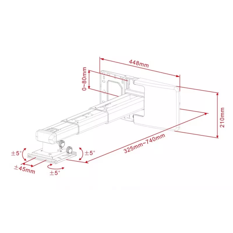 Projektorhalterung Multibrackets M Projector Mount Short Throw Deluxe 300-700 Medium Wandhalterung 25 kg Weiß