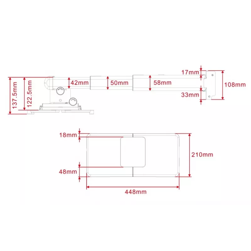 Projektorhalterung Multibrackets M Projector Mount Short Throw Deluxe 300-700 Medium Wandhalterung 25 kg Weiß