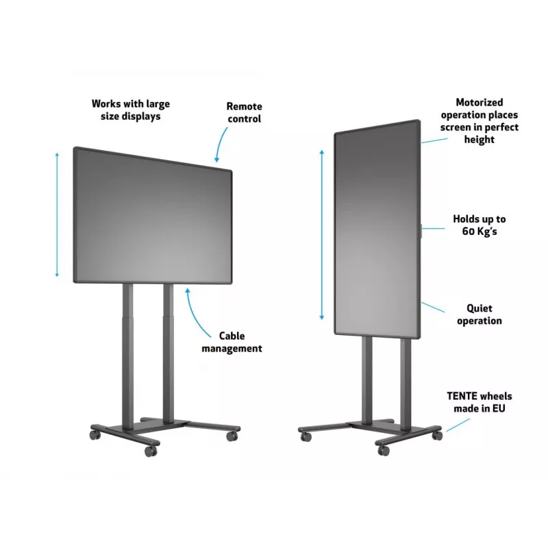Multibrackets M Motorisierter Bodenständer 60kg Schwarz Max. Gewicht 60kg Min. Bildschirm 94cm Max. Bildschirm 2,29m