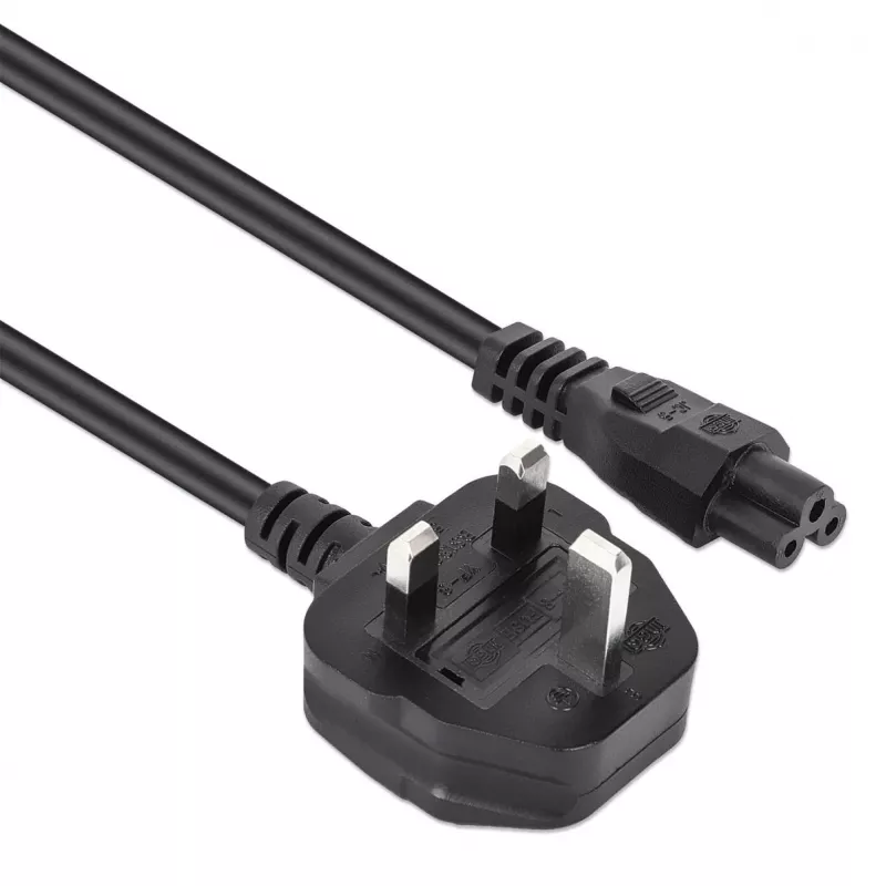 Manhattan Netzkabel, UK 3-poliger Stecker auf C5-Buchse (Kleeblatt/dreieckig), 1,8 m, 16 A, Kabel, lebenslange Garantie