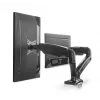 Manhattan Dual-Deskmount für TV & Monitore (voll beweglicher Gasdruckfederarm), Für Bildschirme von 10 Zoll bis 27 Zoll, C-Klemme oder Tischdurchführung, VESA-Kompatibilität: 75x75 und 100x100 mm – Überprüfen Sie die Abmessungen der vier Befestigungslöcher auf der Rückseite des Bildschirms, um sicherzustellen, dass sie passen, Max. 9 kg (pro Arm), Halterung